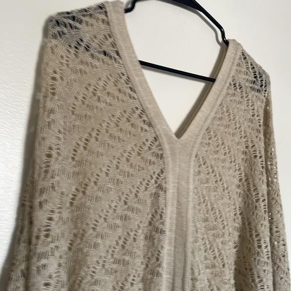Taupe Crochet V-Neck Beach Coverup - Picture 4 of 6